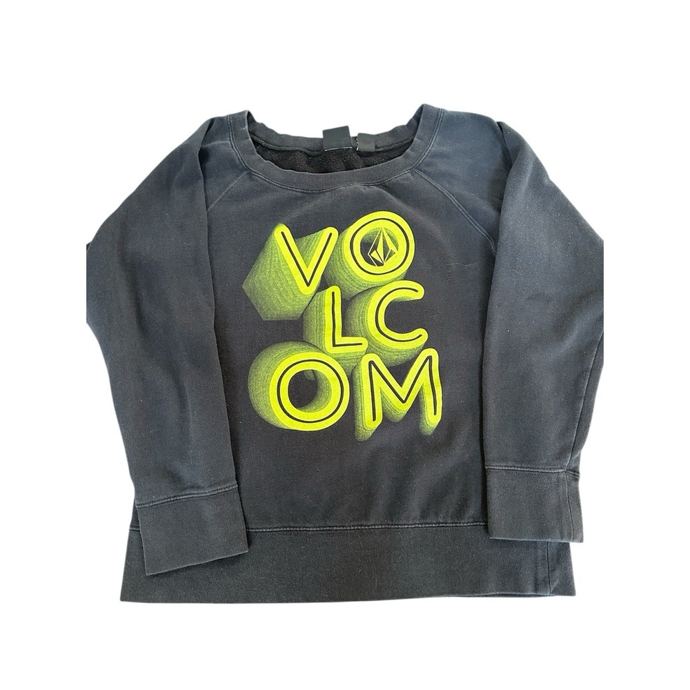 Volcom women's black green pullover sweatshirt size medium